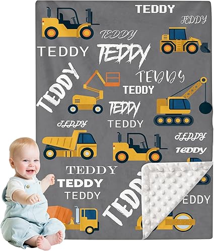 Manta de bebé de doble capa con nombre personalizado, ropa de cama de bebé gris, regalos de cumpleaños para niños y niñas, manta de bebé