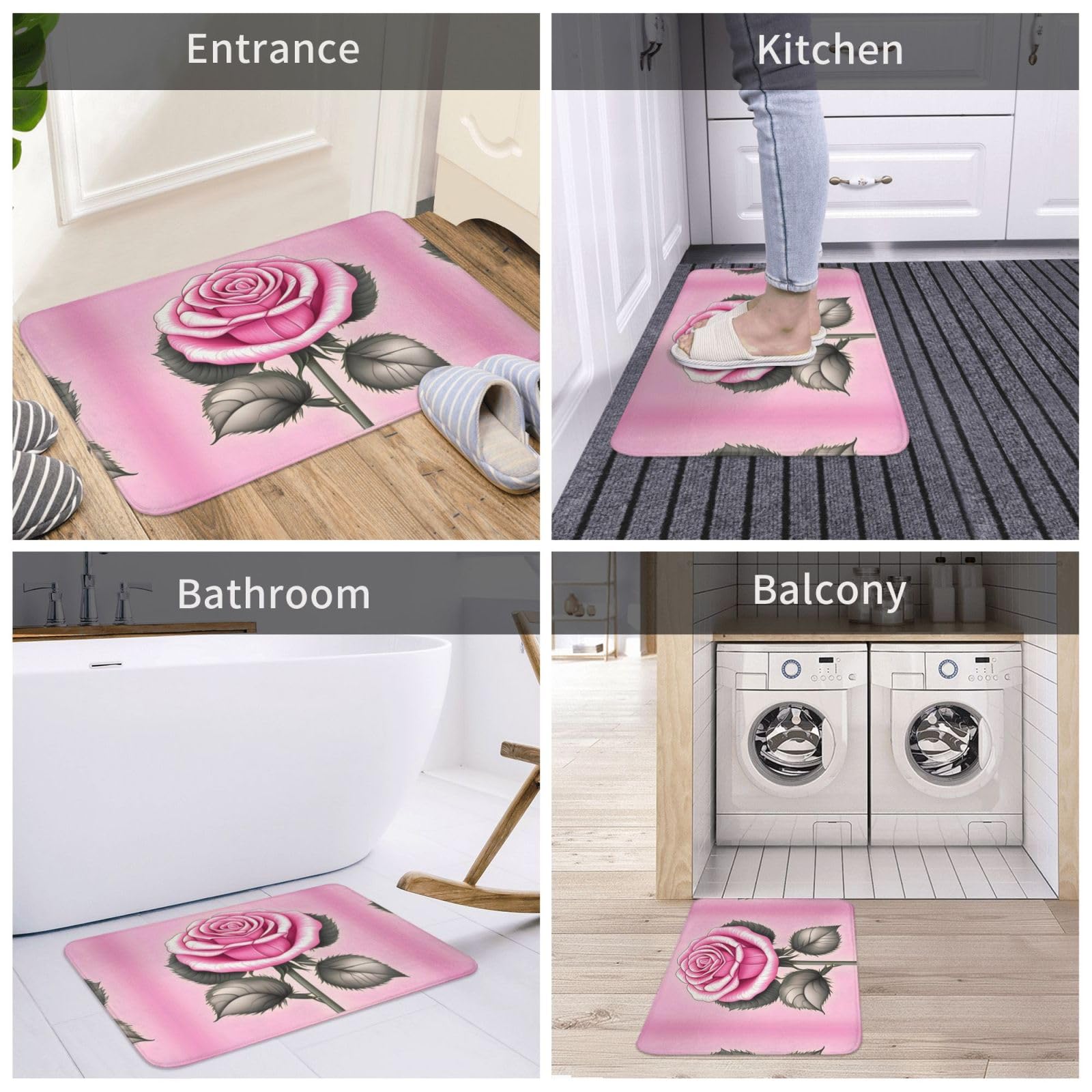 Amazon.com: KINGNOYI Beautiful Pink Roses Durable Indoor Door Mat