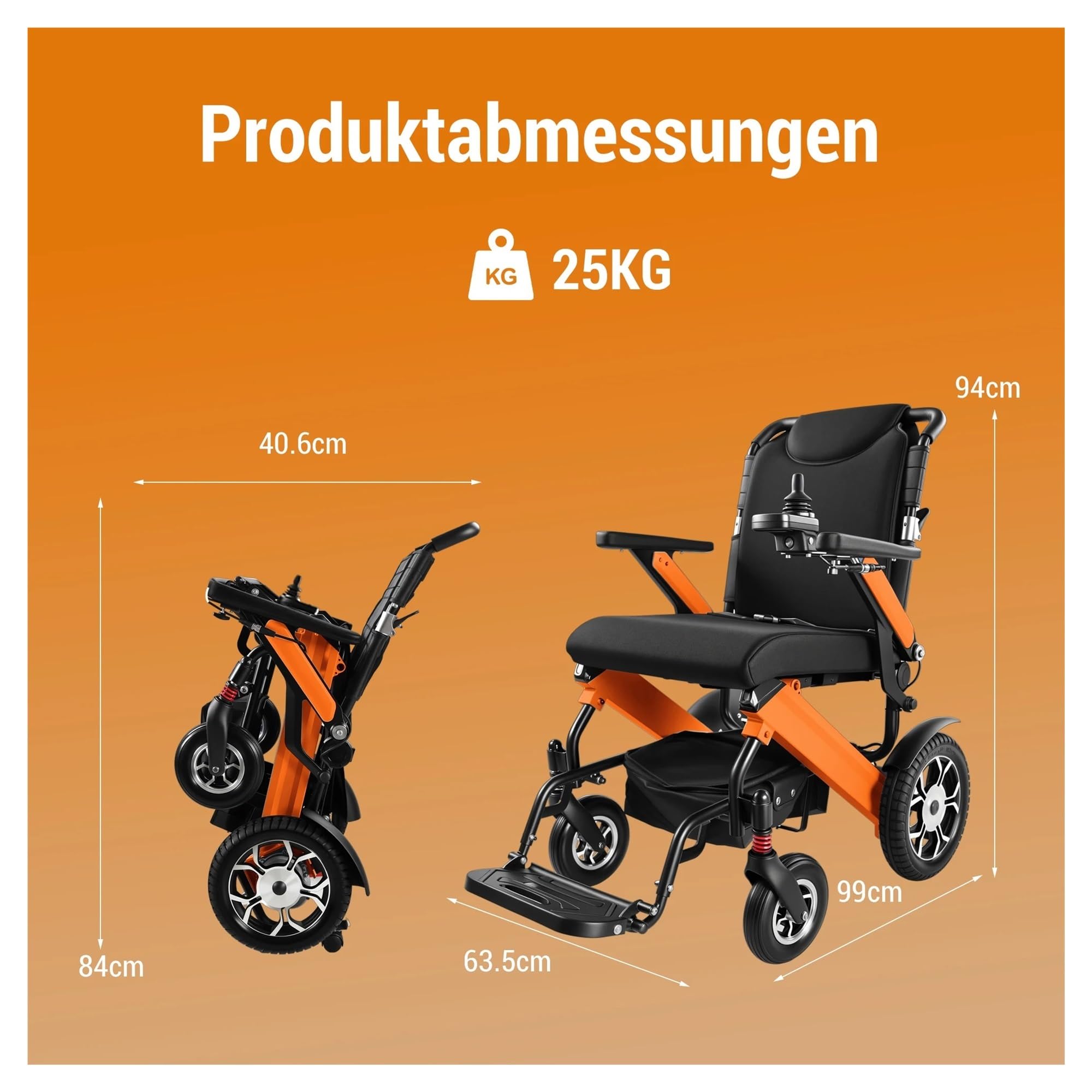 Silla De Ruedas Eléctrica Plegable, 48 Km Hasta 150KG, Motor 500W, Con Batería Litio Extraíble 13Ah Movilidad Cómoda Fluida