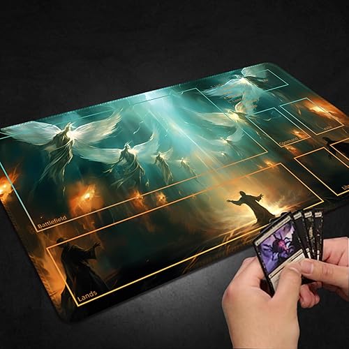 Miniatura 5 de Malqiqi Tapete de juego para MTG, con bolsas de almacenamiento gratis, tapete de juego de 24 x 14 pulgadas, TCG y tapete de juego de mesa para