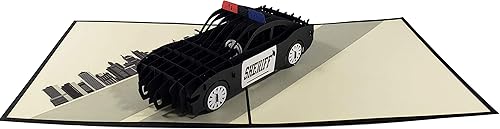 Miniatura 8 de iGifts And Cards Sheriff Car - Tarjeta de felicitación desplegable 3D Impresionante regalo de feliz cumpleaños, jubilación adjunto jefe, graduación