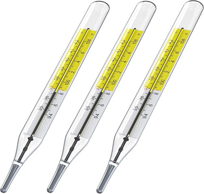 3 PK Glass Thermometer Mercury Free Clinic Thermometer
