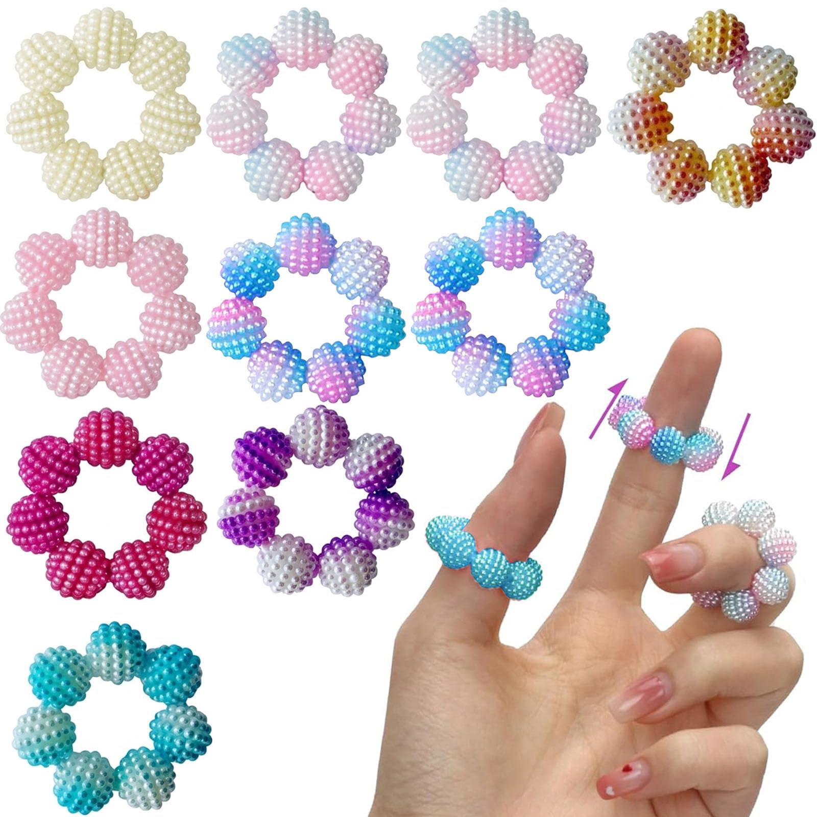 10pcs Sensory Rings Fidget Rings, Spiky Acupressure Finger Rings for Stress Relief and Anxiety, Multi-Color Massager Blood Circulation Sensory Toys, for Adults ADHD Autism Office Use