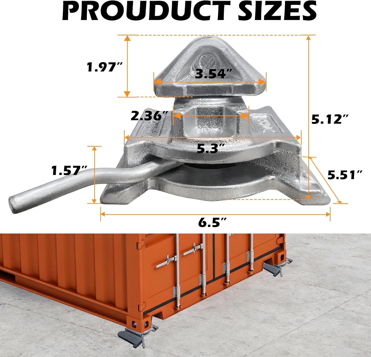 Dovetail Style Manual Twist Lock for Shipping Containers - Deck Mount for Ship, Rail, Trailer & Ground Use - Compatible with Harbor Freighter Standards - High Strength Manual Lock