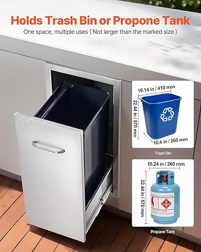 Miniatura 73 de VEVOR Cajones de cocina para exteriores, 30 pulgadas de ancho x 10 pulgadas de alto x 20 pulgadas de profundidad, cajones horizontales de acceso