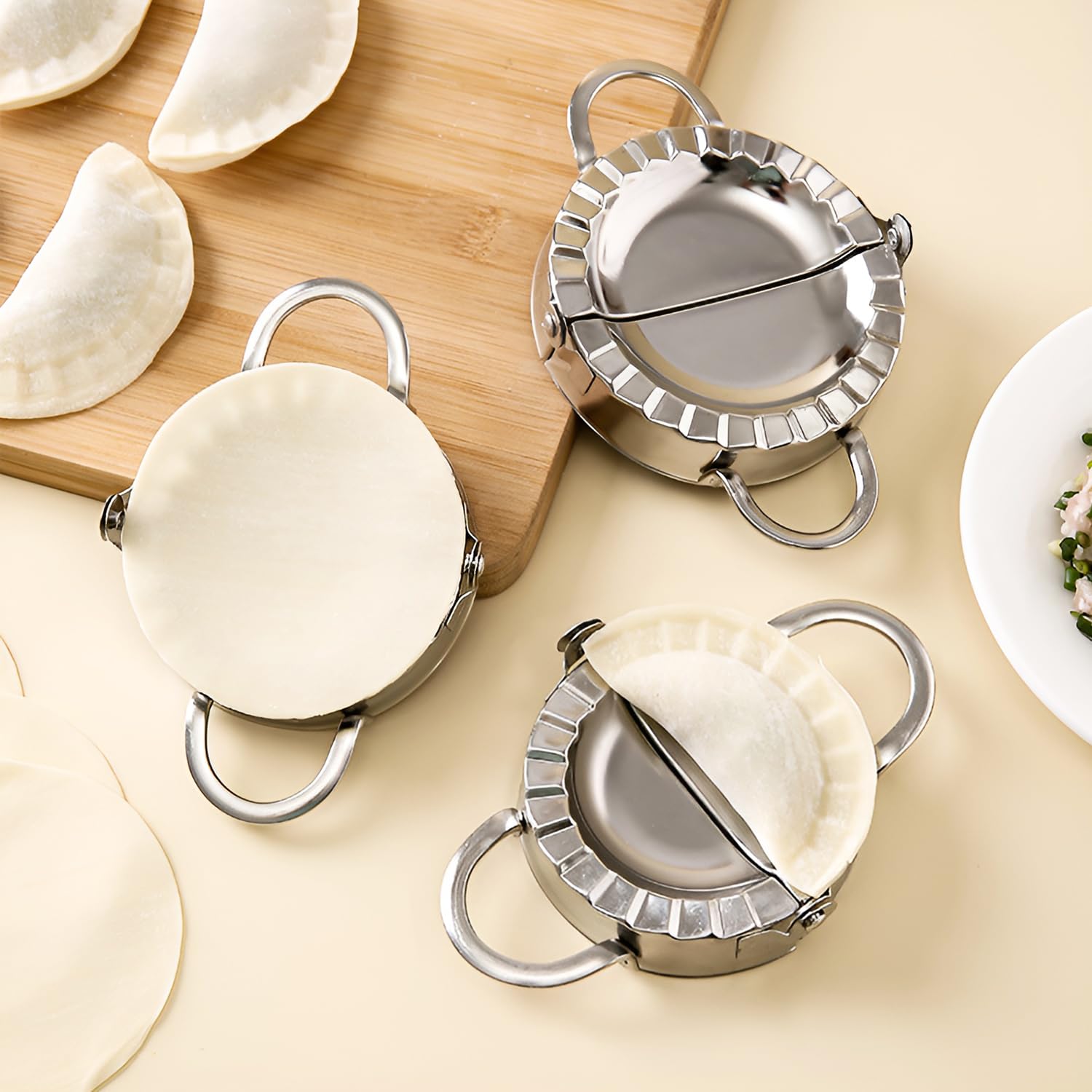 ZSMJAER Set 5 Stampi Per Ravioli | Forme Rotonda, Quadrata E Cuore | Con Rullo Per Pasta | Per Biscotti E Pasta - Foto 12