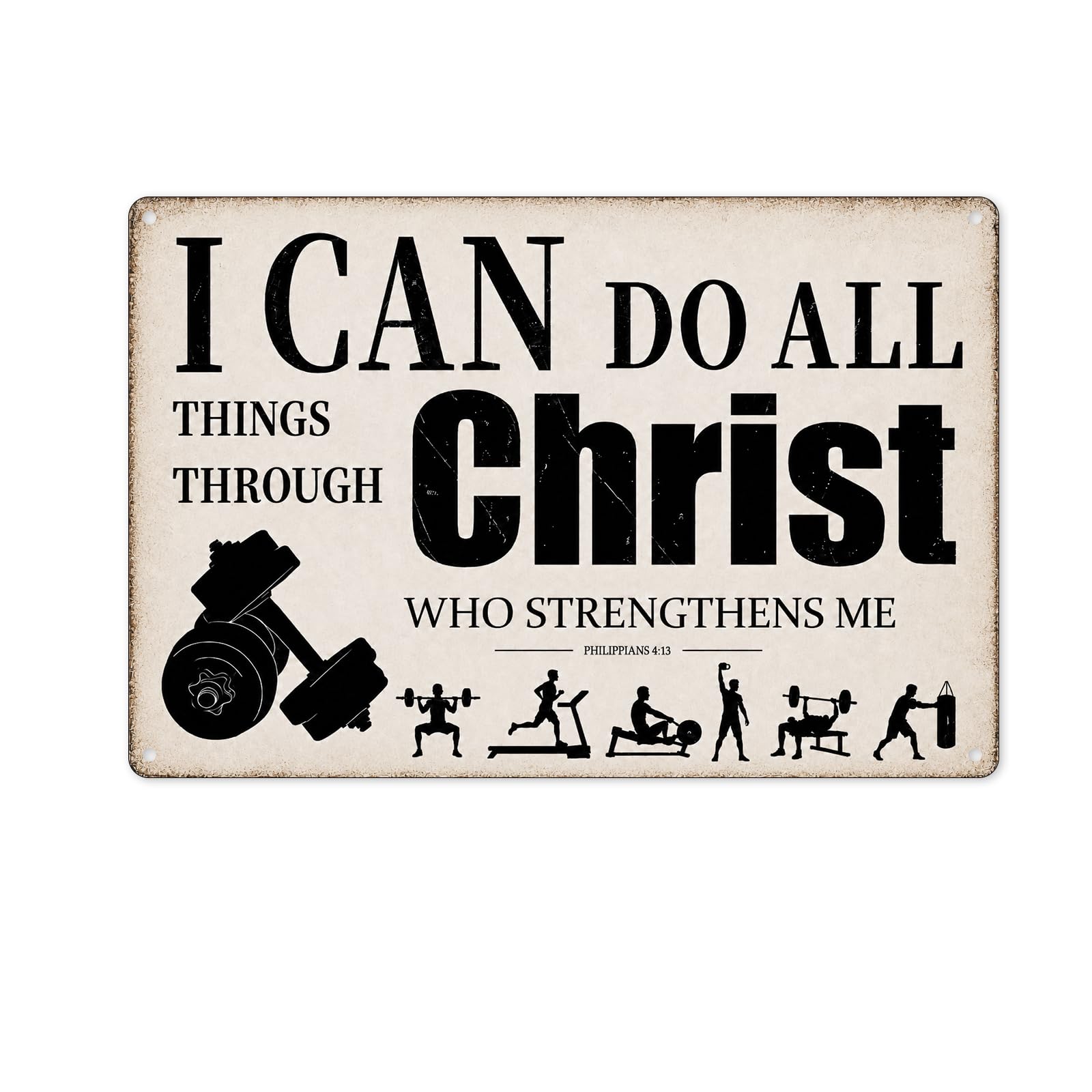 Cadeau chrétien amis et famille plaque vintage Philippiens 4:13