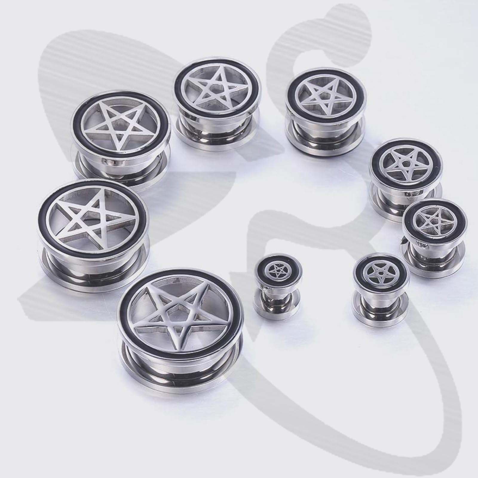 Pentagram Star Ear Plug Tunele Piercing ze stali nierdzewnej 316L do przekłuwania uszu