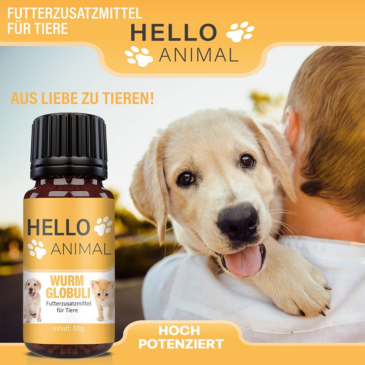 NEU: HelloAnimal® Wurm Globuli für Tiere wie Katzen, Hunde, Kaninchen und Geflügel - Kur vor, während und nach Befall, natürliches Mittel für Magen und Darm bei WURMBEFALL
