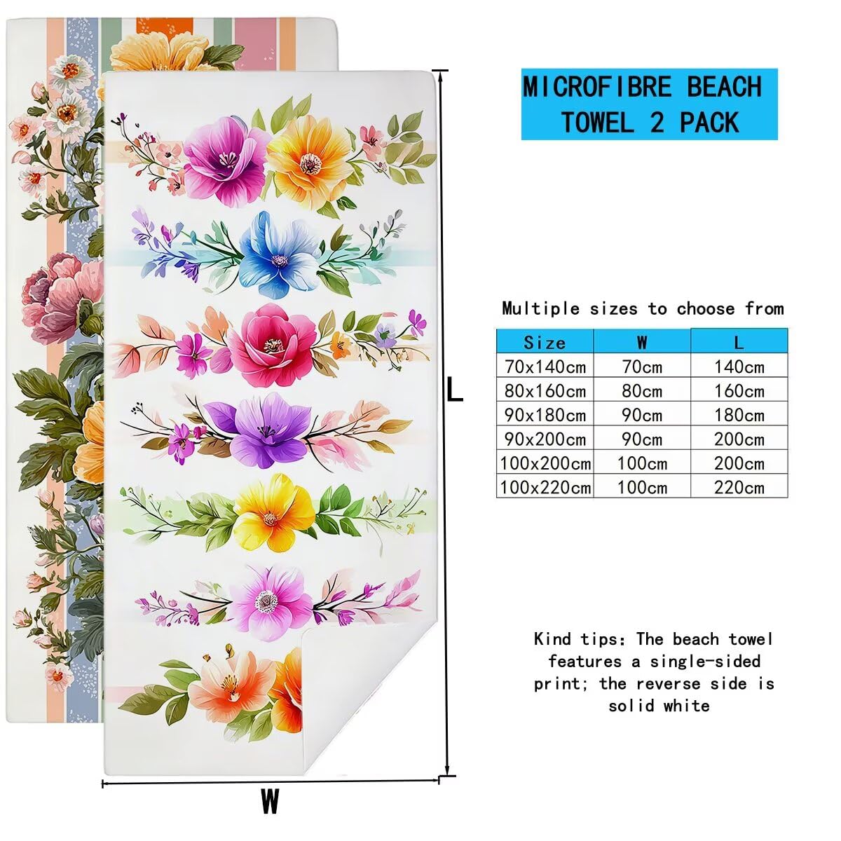 Ręcznik plażowy z mikrofibry, duży ręcznik plażowy 90 x 180 cm 2 sztuki, damski ręcznik gimnastyczny szybkoschnący, odporny na piasek ręcznik z mikrofibry, lekkie ręczniki gimnastyczne dla kobiet