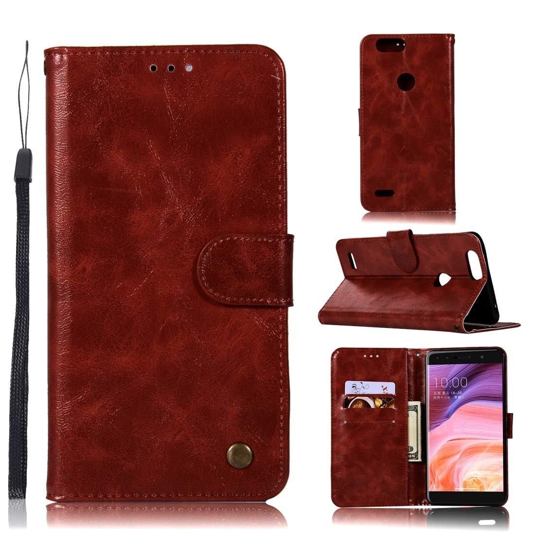 For ZTE Blade Z Max / Z982 Retro Copper Button Crazy Horse