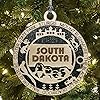 South Dakota State Pride 3D Wood Laser Cut Ornament: Featuring Iconic South Dakota Symbols and Custom Background Colors #1