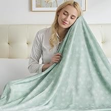 Cooling Blanket for Hot Sleepers, Summer Blanket Size Q-Max >0.45, Snowflake Pattern - Pale Green, 228 x 228 cm