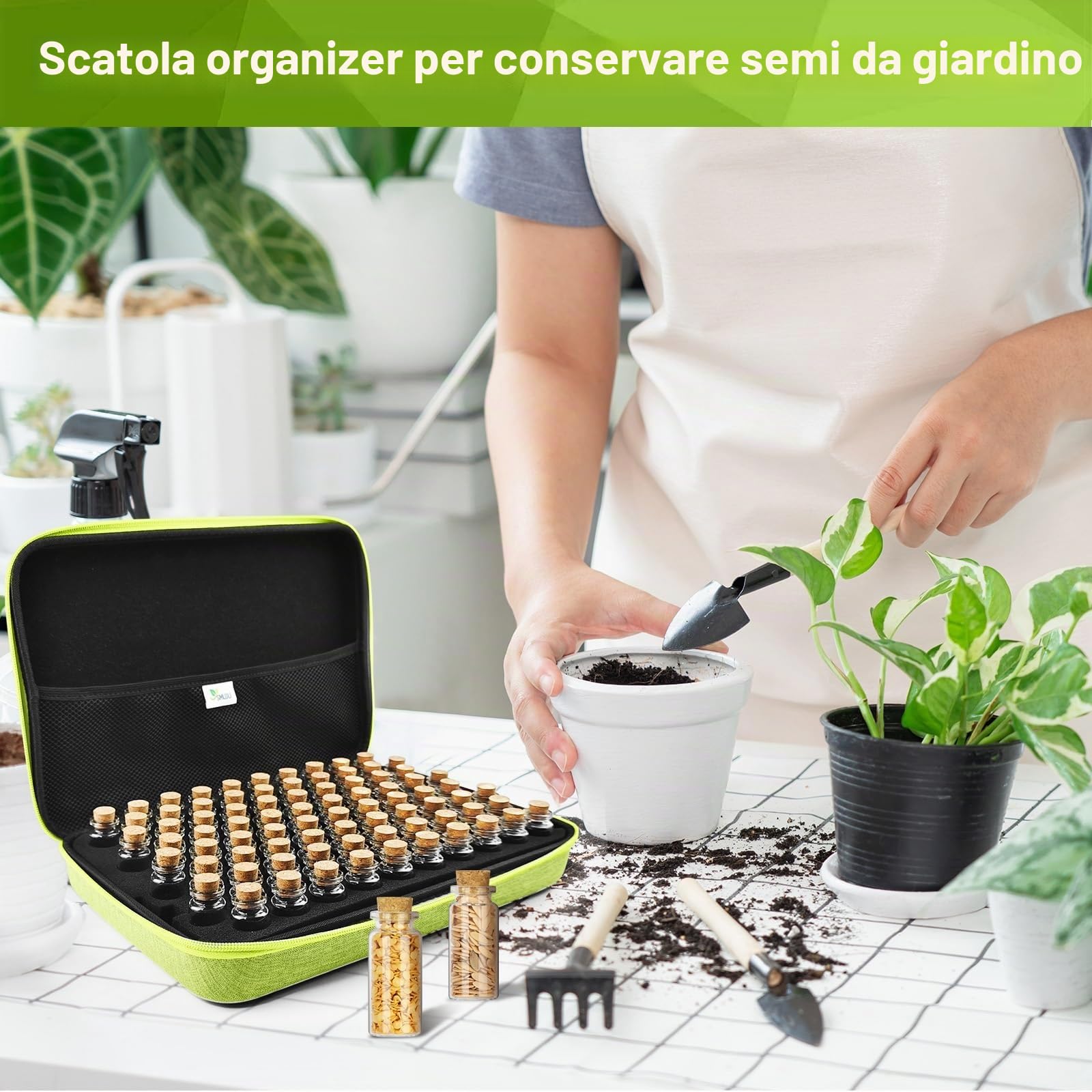 【80 slots】 Contenitore per semi, conservazione dei semi, conservazione dei semi con etichette adesivi e imbuti, organizzatore di semi, conservazione dei semi di verdure, semi di fiori (semi non