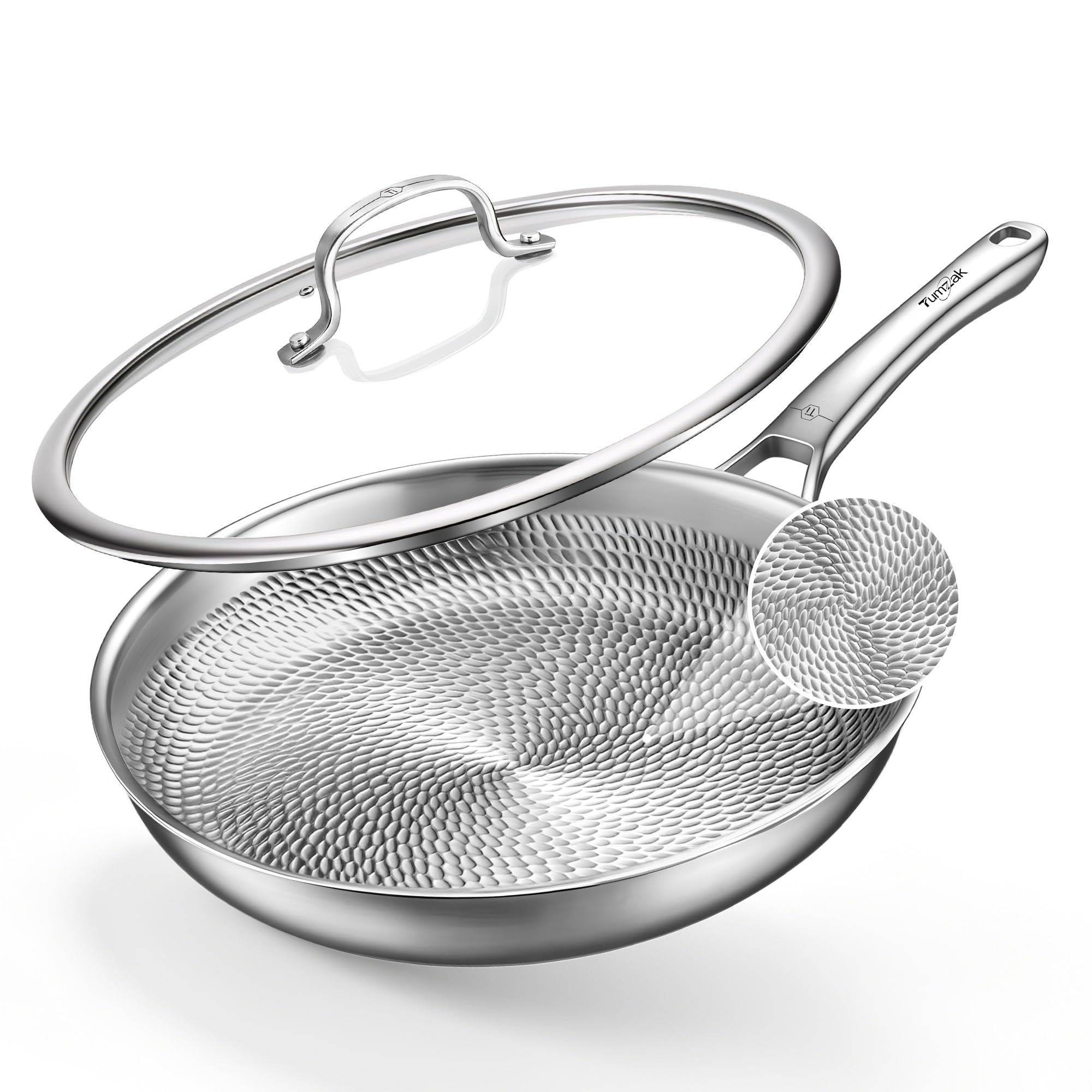 Tumzak Titanium Pans for Cooking, 8-Inch Titanium Pan with Lid, Non-Stick Frying Pans, PF…
