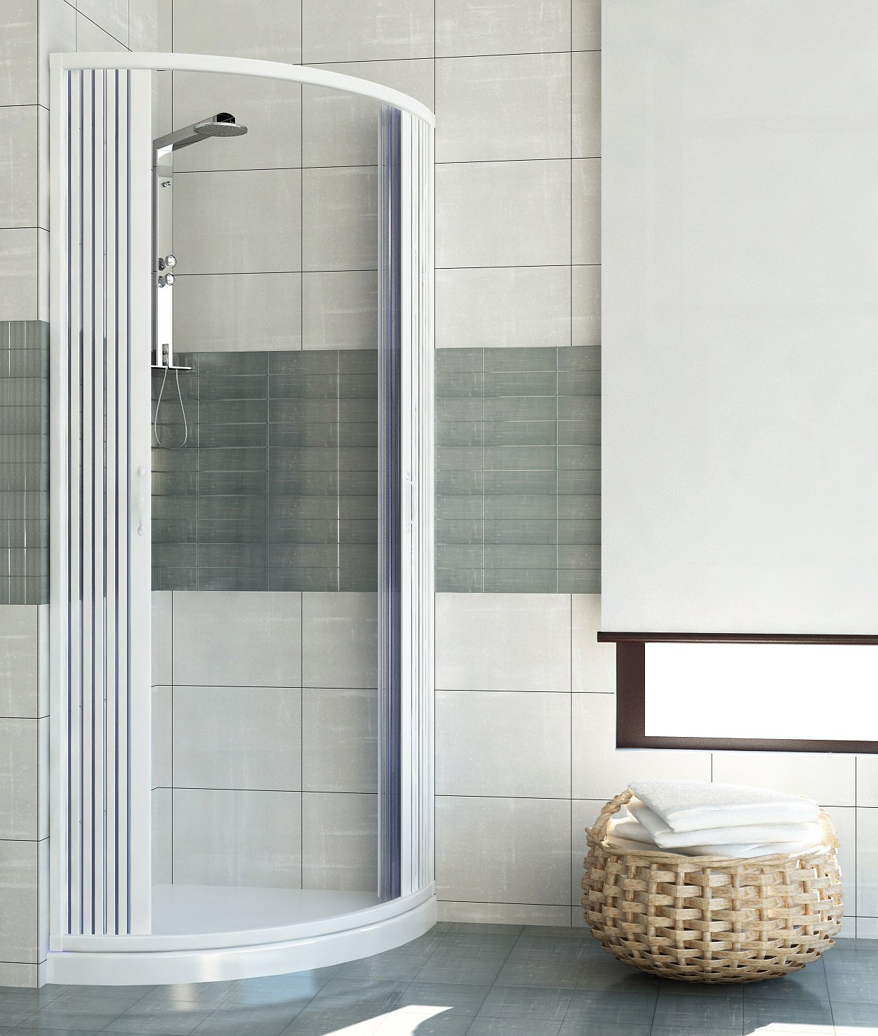 PVC extensible de ducha apertura central semicircular de la puerta 70/80