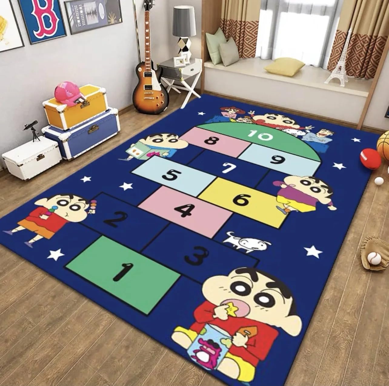 Tapis de marelle antidérapant pour chambre d'enfant, table et chaise, jardin d'enfants, tapis de sol pour jeux d'enfants (140 x 200 cm)