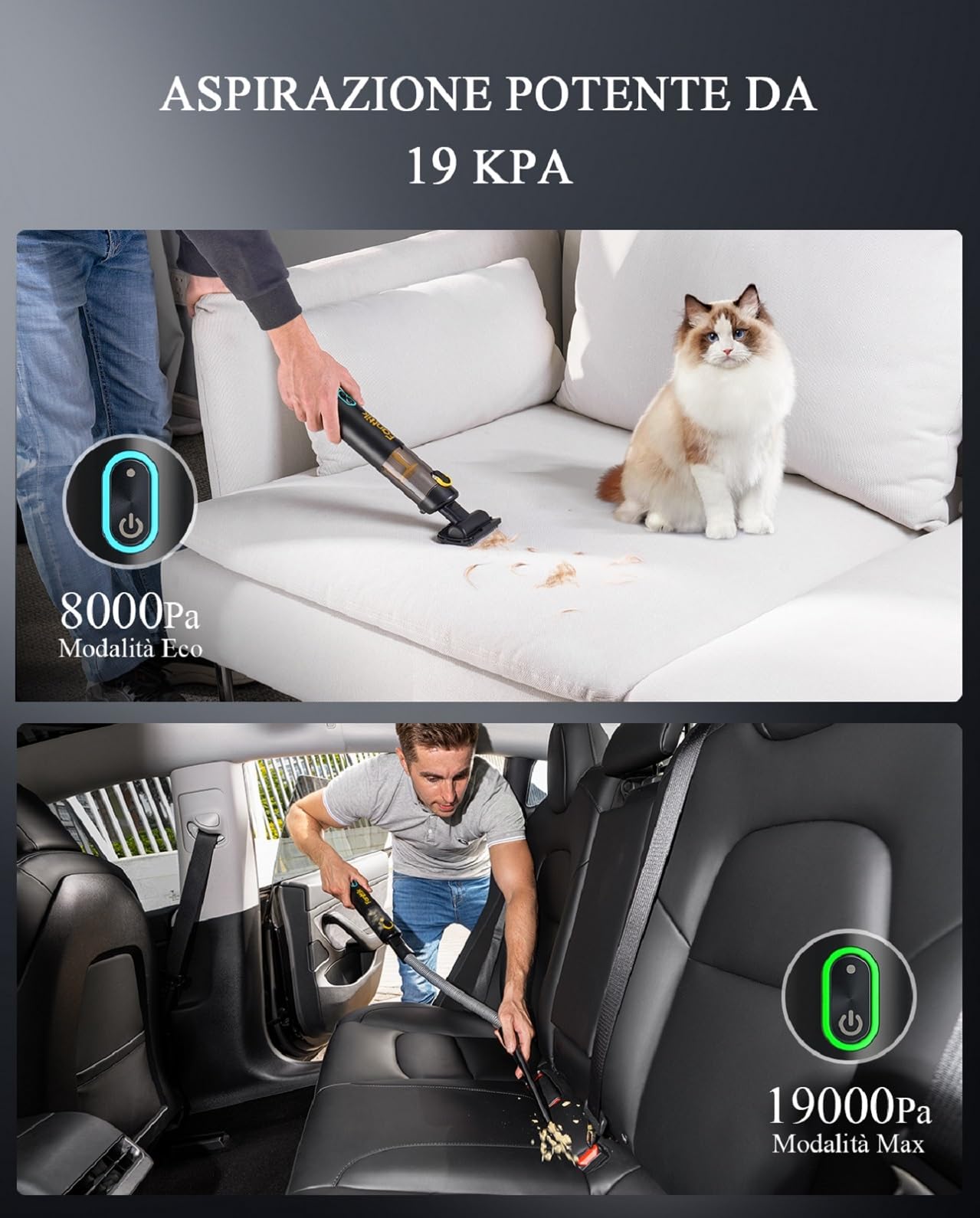 Fanttik Slim V8 Apex Aspirabriciole Senza Fili Per Auto,Alta Potenza di Aspirazione 19000Pa,Ricarica Rapida USB-C in 2,5 Ore,4 in 1 Aspirapolvere e Soffiatore d'aria e Pompa ad Aria e Pompa Sottovuoto