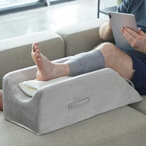 OasisCraft Almohada de elevación de piernas con asas, almohada posicionadora de piernas de espuma viscoelástica después de la cirugía, almohada de