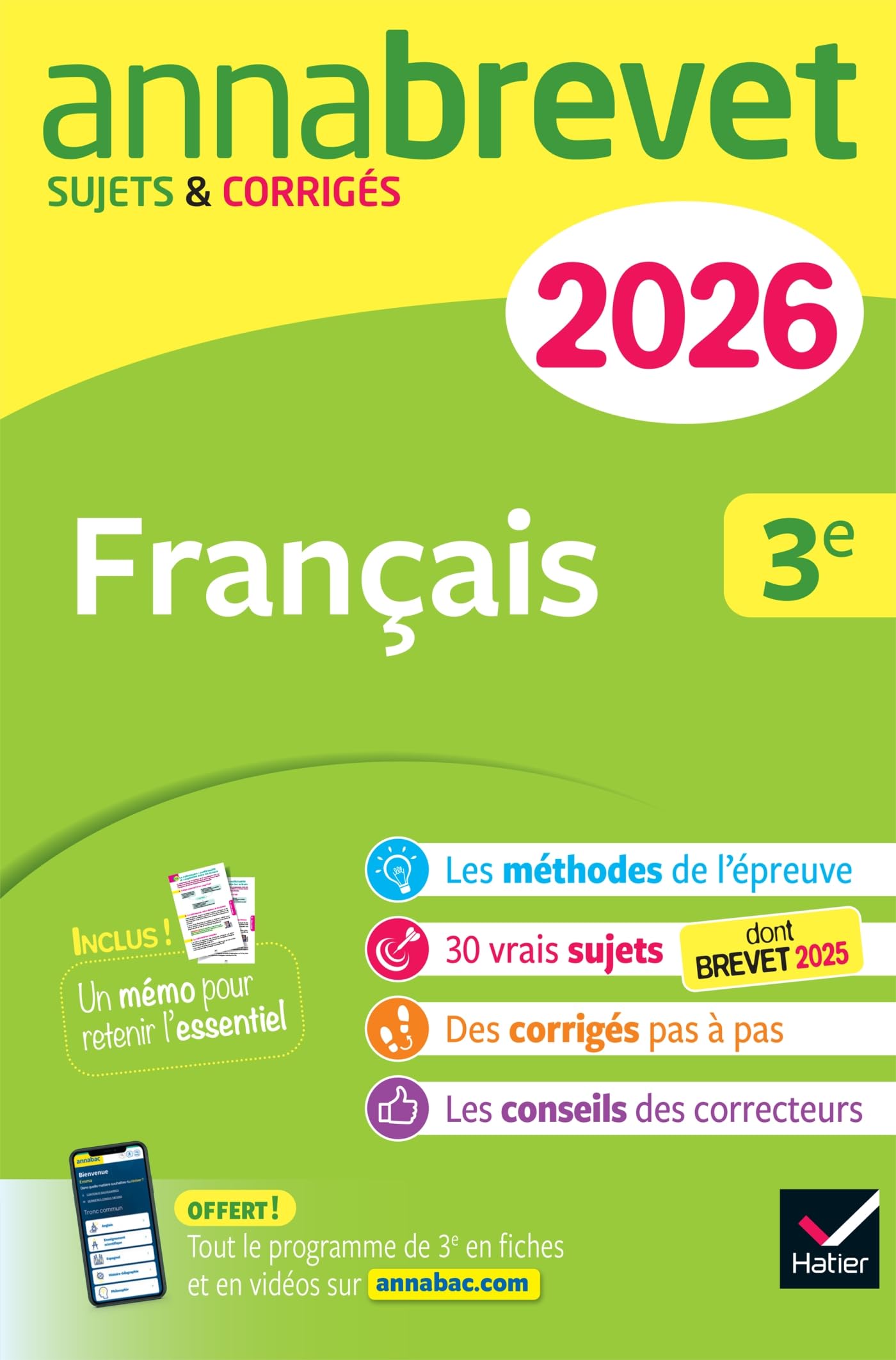 Annales du brevet 2026 - Annabrevet Français 3e - Nouveau brevet: sujets corrigés & méthodes pour réussir son brevet