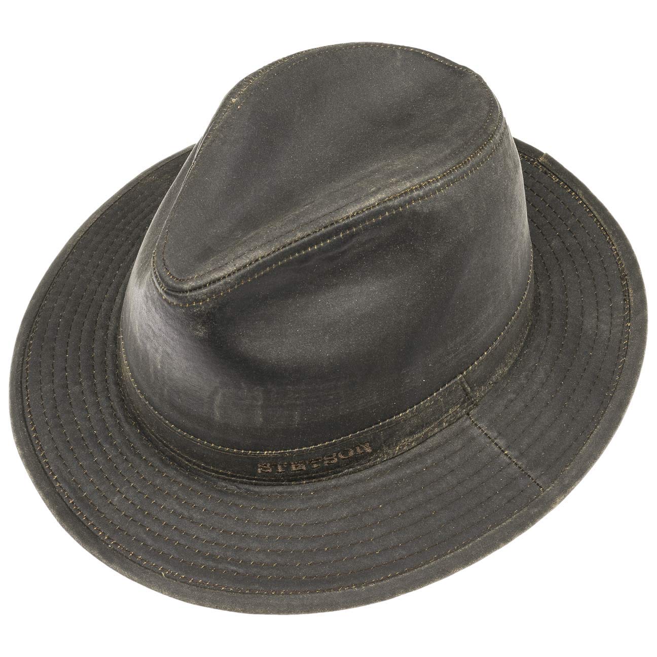 Stetson Berico Traveller Hut Herren Männerhut Baumwollfutter Einfarbiger Stoffhut Used-Look Integrierte Ohrenklappen Herbst Winter