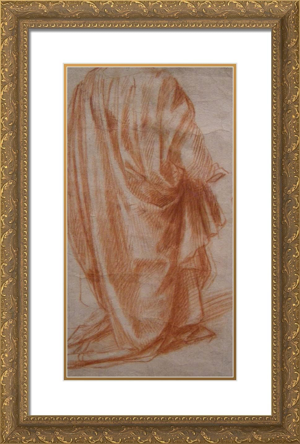 ArtDirect Del Sarto, Andrea 17x24 Gold Ornate Framed Art Print with Double Matting Titled: Study of Drapery