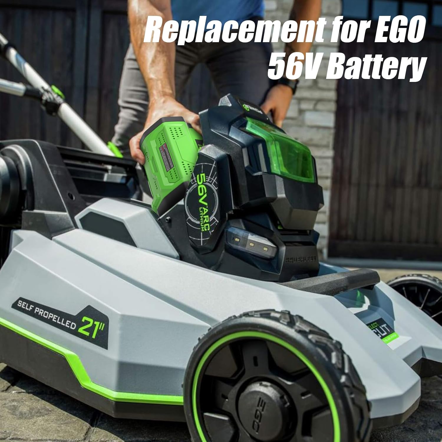 2 Packs 5Ah 56 Volt Lithium ion Battery Replacement for EGO 56V Battery BA2800T BA2800(Green)