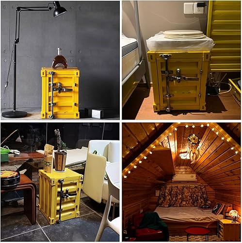 Miniatura 17 de ZHAOYONGLI-End Tables Mesa de noche industrial, vieja, roja, 15.7 x 14.9 x 18.9 pulgadas Oro negro (izquierda),Oro negro (Derecho),Negro-Plata,Azul