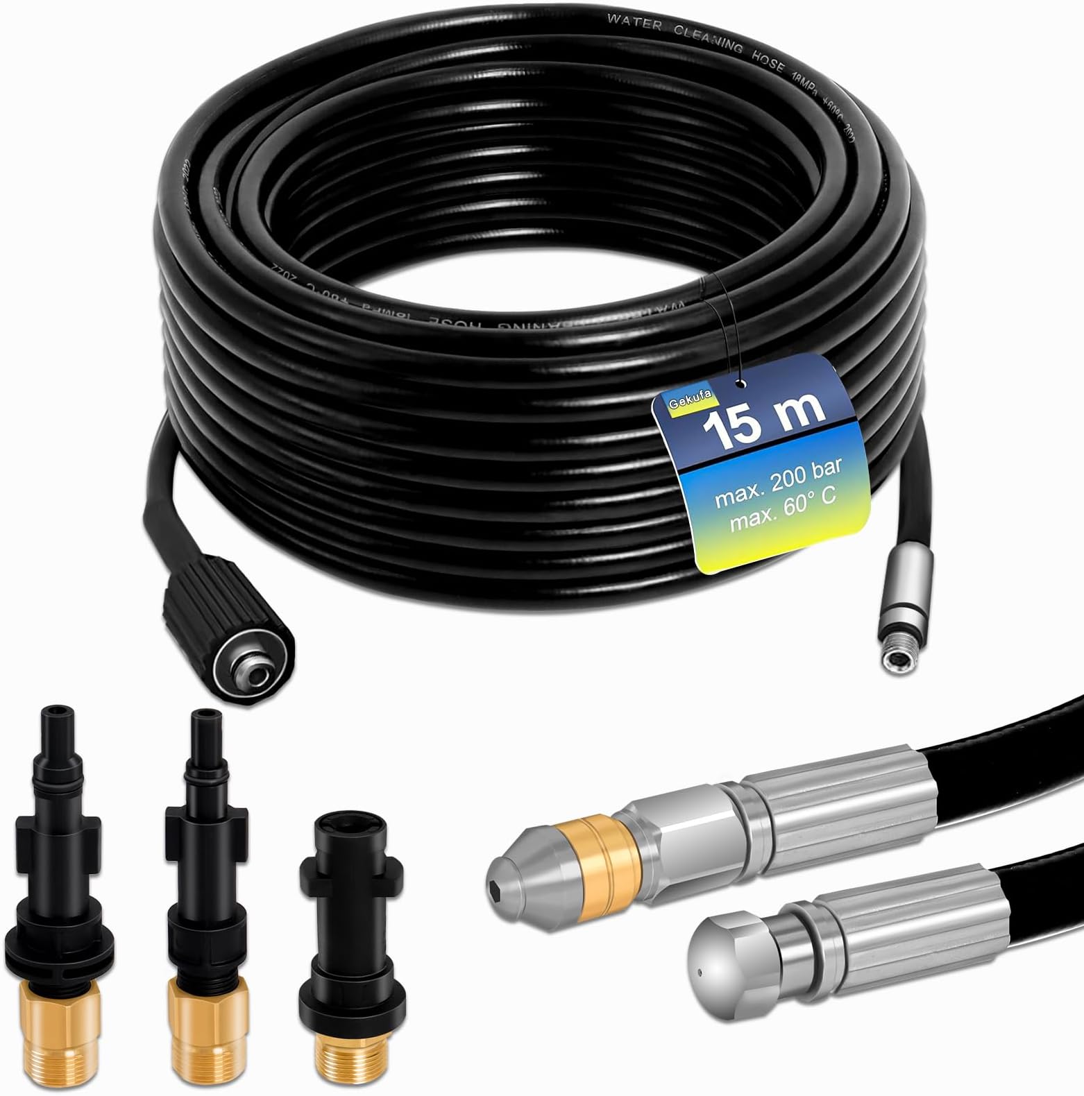 Gekufa Rohrreinigungsschlauch Set 30, 200 bar inkl. Schläuche für Gekufa Rohrreinigungsschlauch Set 30, 200 bar inkl. Schläuche für