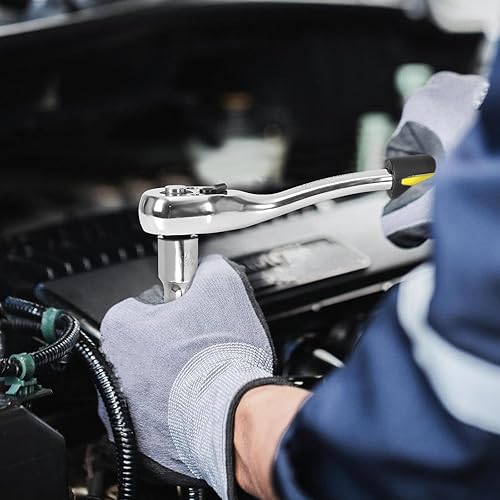 Miniatura 14 de Juego de llaves de casquillo, 62 piezas de llaves de trinquete de 1/4 pulgadas con trinquete de 72 dientes, SAE y métrico de 5/32 a 9/16 pulgadas