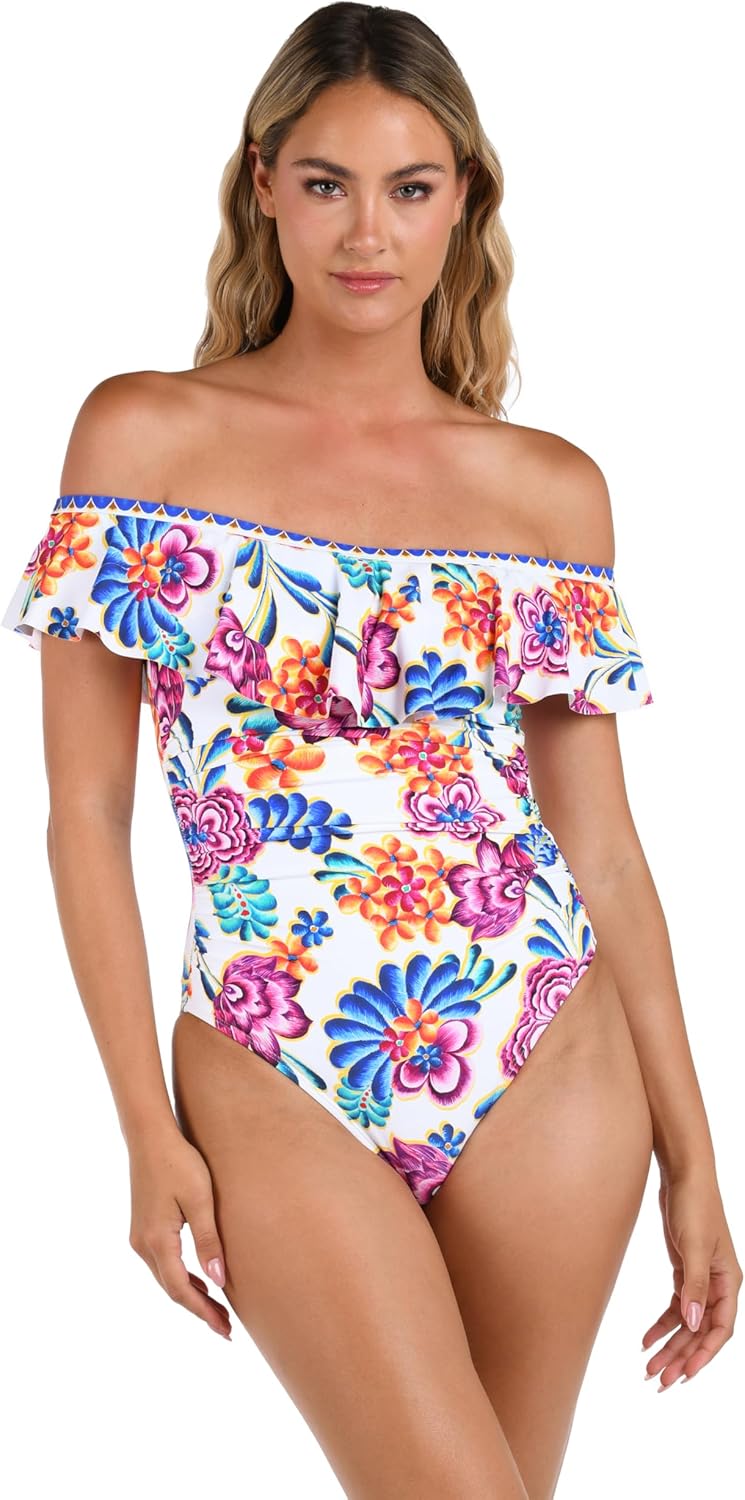 La Blanca baby-girls Off Shoulder Ruffle One Piece Swimsuit