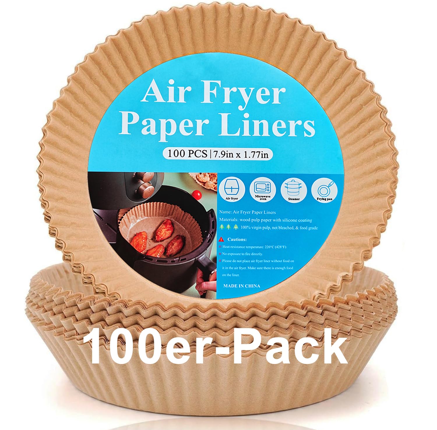 TopEsct Lot de 120 Feuilles de Papier Sulfurisé Rond pour Friteuse à Air - 20 cm