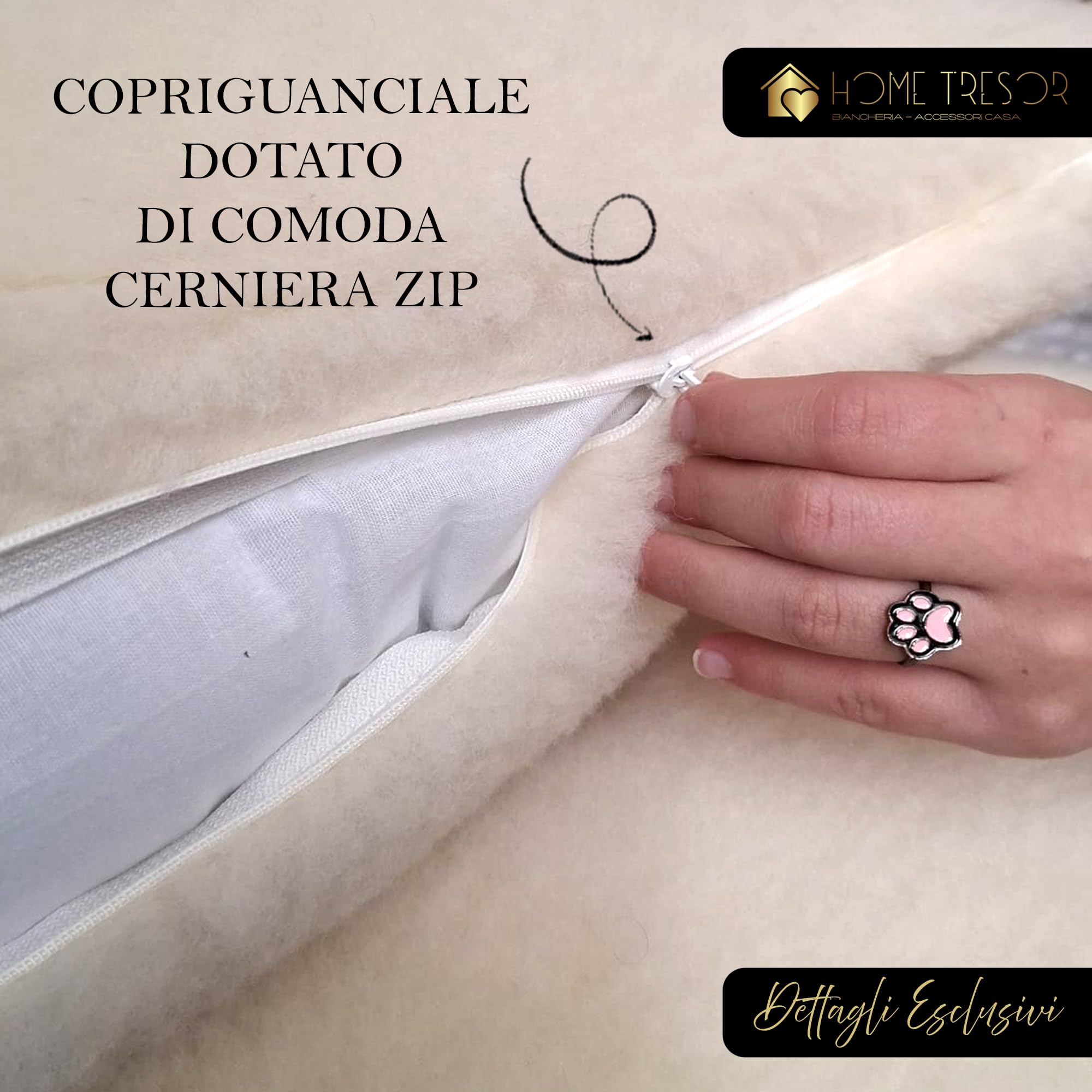 Home Tresor - Coppia Federe Pura Lana Vergine Merinos Calda e Traspirante, Copri Guanciale Proteggi Cuscini Letto 50x80 cm Morbido Invernale, Made in Italy - Set 2 Pezzi
