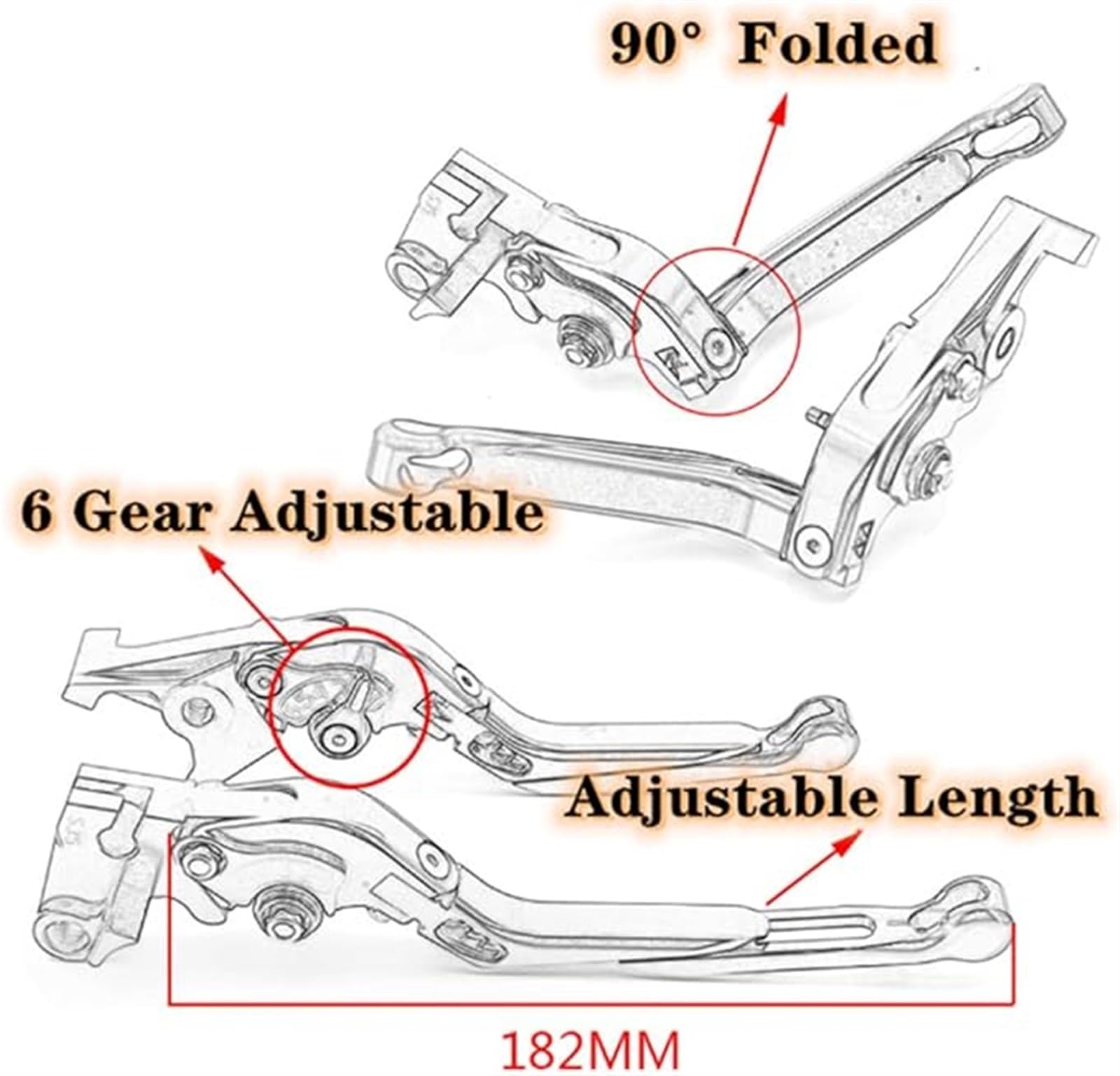 Regulowane dźwignie sprzęgła i hamulca do motocykla H-Onda XRE 300 XRE300 2022 2023 2024, uchwyty kierownicy 7/8'' 22 mm, końcówki uchwytów.