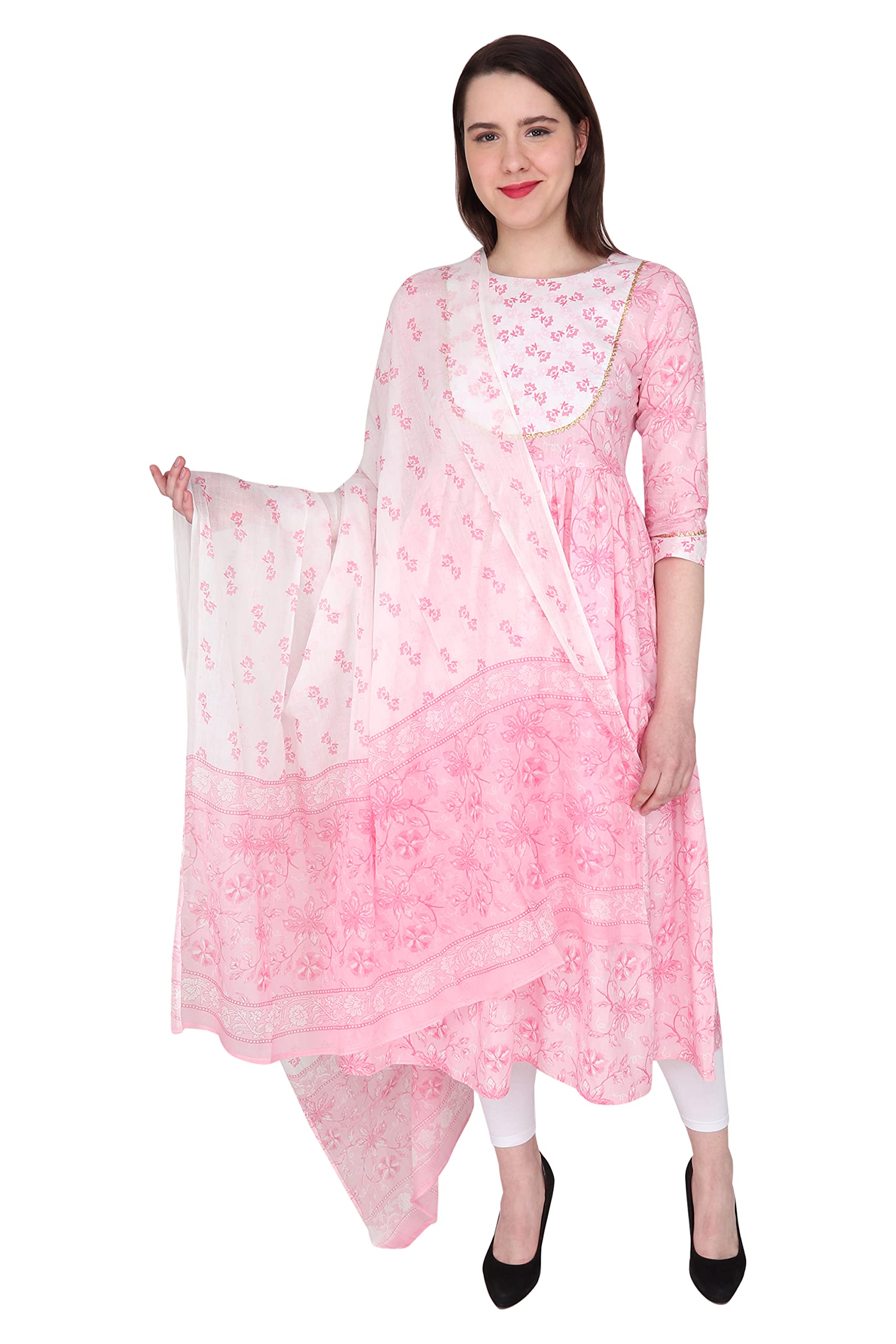 Holy libasShort Kurti for Women's, Printed Straight Cotton Kurta, Round Neck 3/4 Sleeves, Casual Wear Short Kurti, Fancy Stylish Tunic Tops for Women for Girls