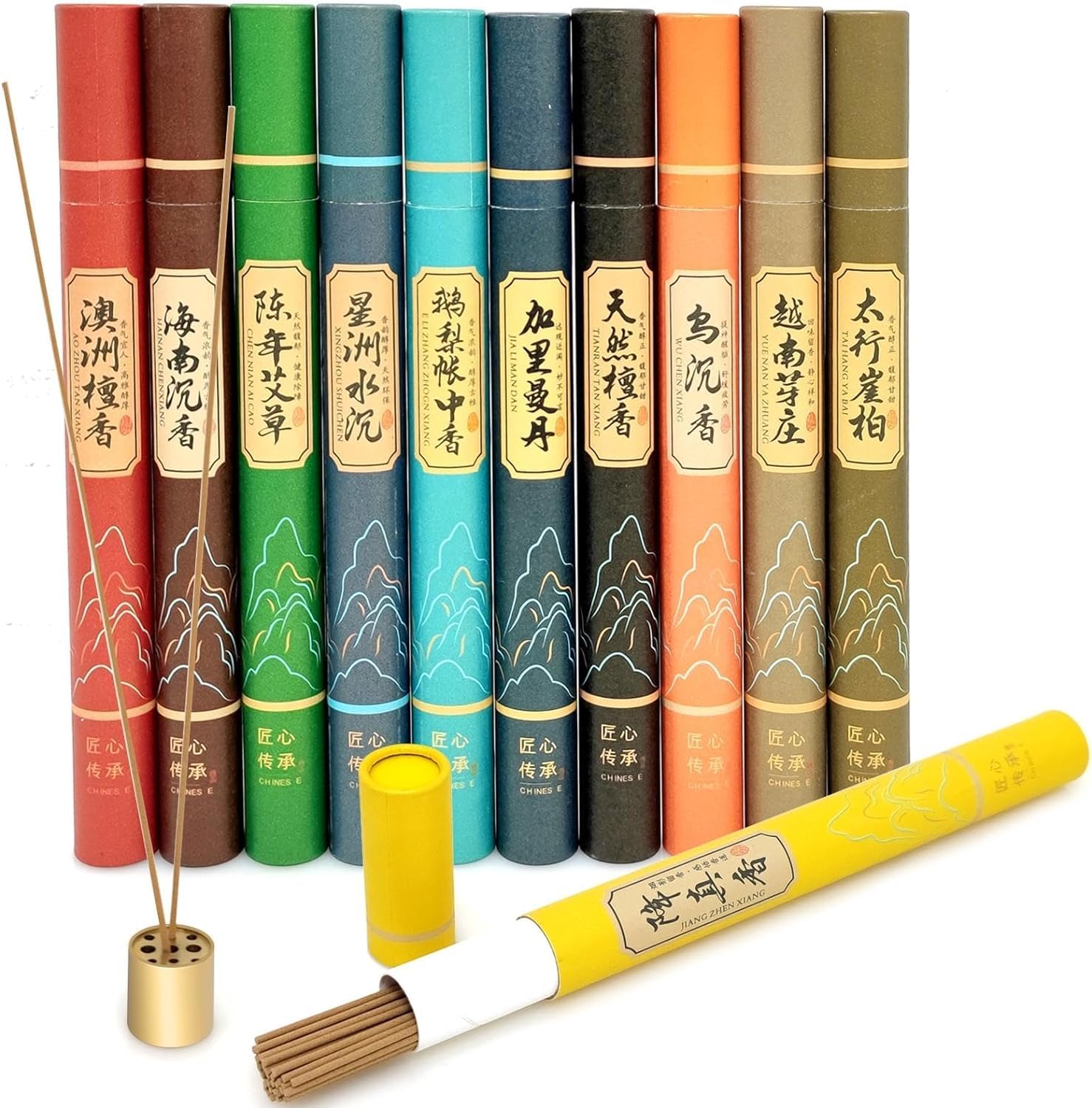 Incense Sticks Multipack, Natural Insensé Sticks Set with Incense Holder for Meditation, Stress Relief, Purification, Yoga Relaxation - Mix 11 Scents (440 Sticks Total)