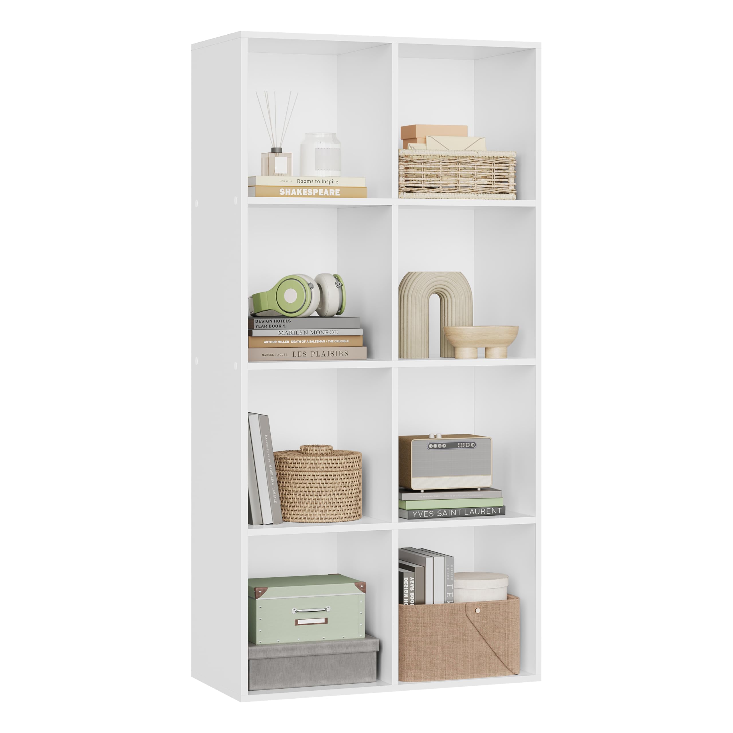 WOLTU Bookcase, White Book Shelf 8 Storage Cubes Unit, Freestanding Bookcases for Living Room,Bedroom
