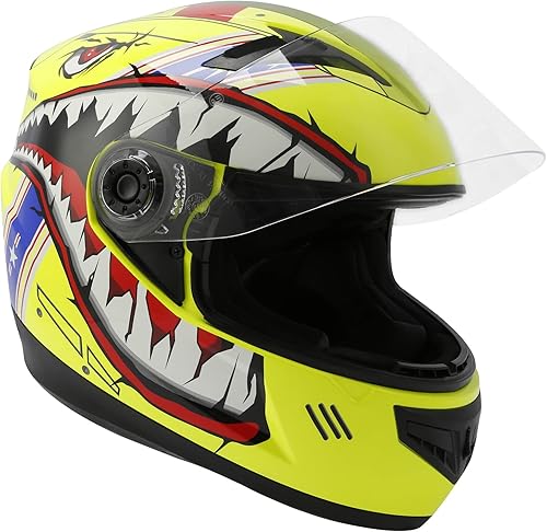 Miniatura 8 de Casco de motocicleta DOT para niños y jóvenes, de cara completa, con patrón de gran boca de tiburón, para carreras, ATV, motocross, bicicleta de