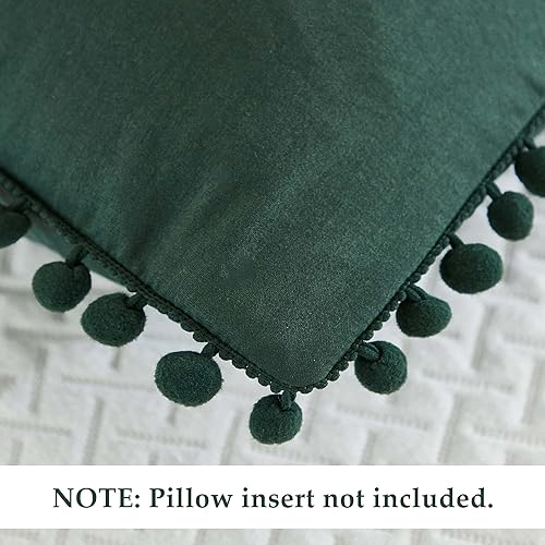 Miniatura 6 de Andency Funda de edredón verde esmeralda tamaño Queen (90 x 90 pulgadas), 3 piezas (1 funda de edredón verde oscuro con flecos de pompones, 2 fundas