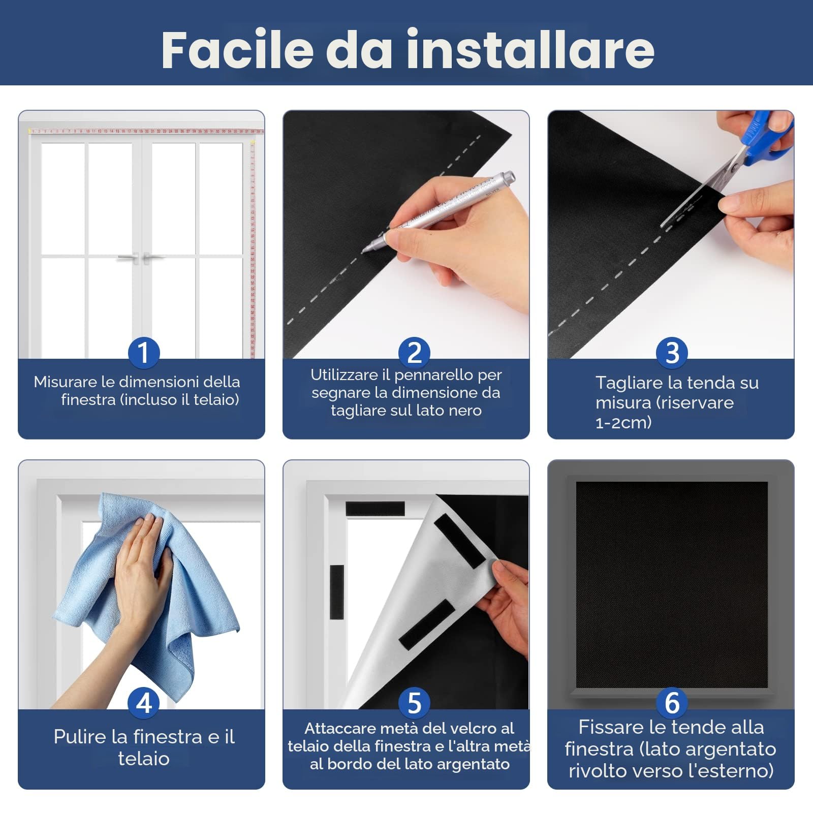 Tessuto Oscurante Finestra Vetro, 200x148cm Tende per Interni, Portatile Telo, Rivestimento Termico Isolante Caldo Senza Forare