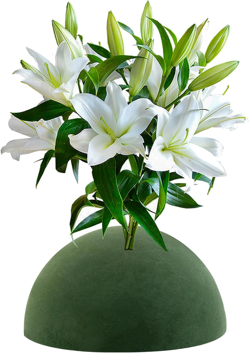 HAKZEON 4 PCS 7.5 Inch Floral Dry Foam Half Ball, Green Foam Half Ball Large, Round Foam Block Green Floral Foam Round Ball for Artificial Plant Arrangement