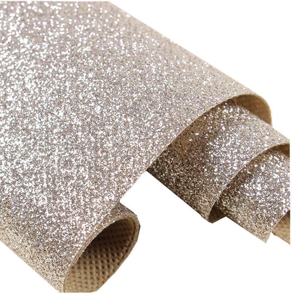 Self Adhesive Champagne Fine Glitter Wallpaper Sample, Peel and Stick Roll Sparkle Glitter Decor Art Craft Fabric (6 x 6 Inch Sample)