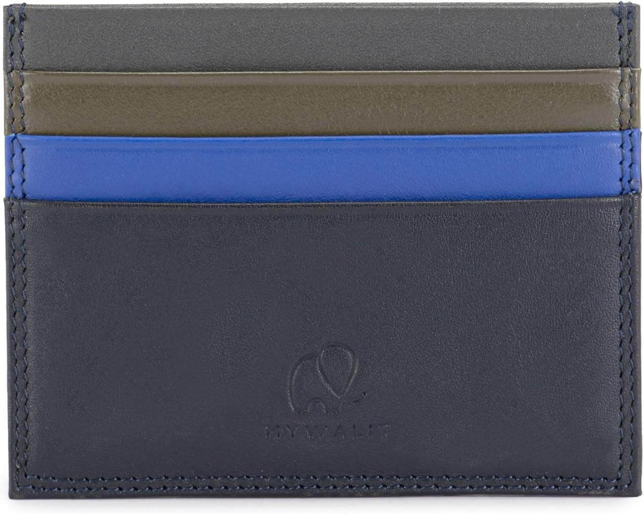 mywalit RFID Double-Sided Nappa Leather Credit Card Holder | Black | 6 Card Slots with Radio Frequency Shielding for Maximum Security | Perfect for Everyday Use