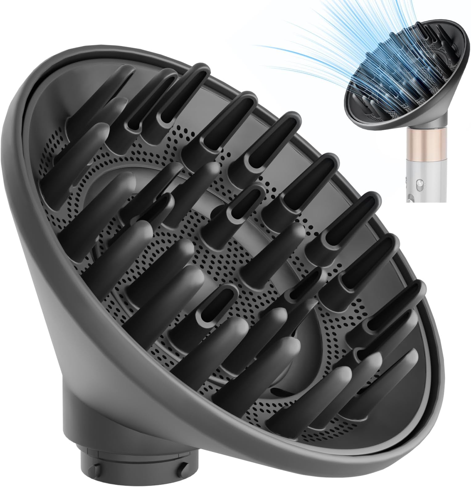 Large Diffuser Attachment Compatible with Dyson Airwrap HS01 HS05 HS08, Upgraded Hair Diffuser Nozzle to Dryer Faster and Define Curls Hair, Grey