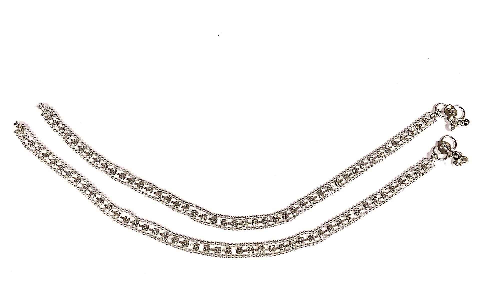 MontCherryBRAND PAIR OF SILVER NON STREATCHABLE ANKLET DESIGN C BRIDAL/PROMS/PARTIES ANKLET/PAYAL FOOT JEWELLERY BY TRENDZ