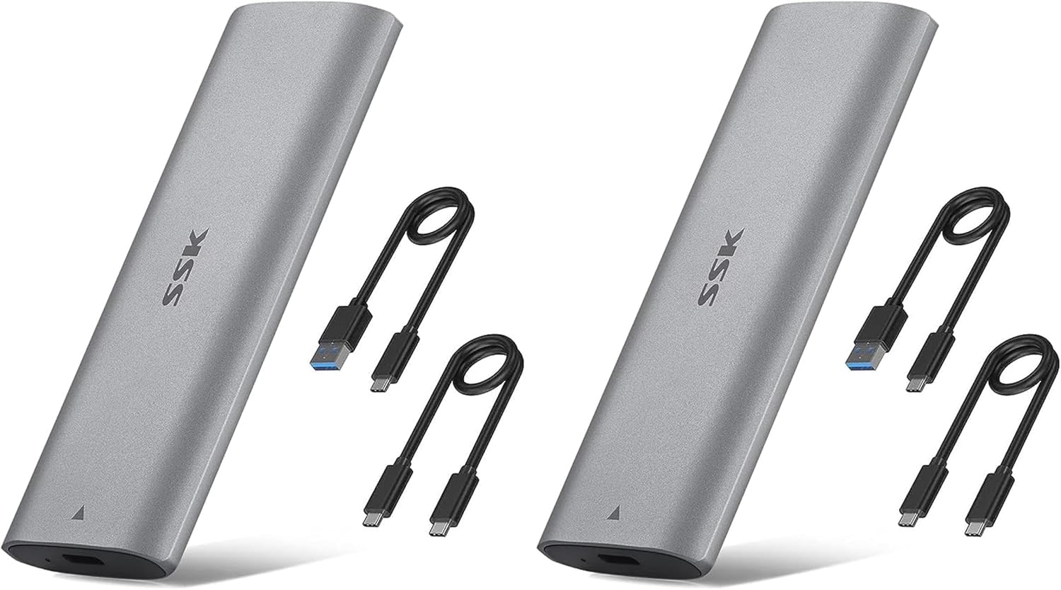 SSK M.2 NVMe Enclosure, Tool-Free SSD Enclosure Adapter, USB C 3.2 Gen 2 10Gbps PCIe MKey External Solid State Drive Case, Support UASP Trim for 2230/2242/2260/2280 (SATA NOT Supported) (Pack of 2)