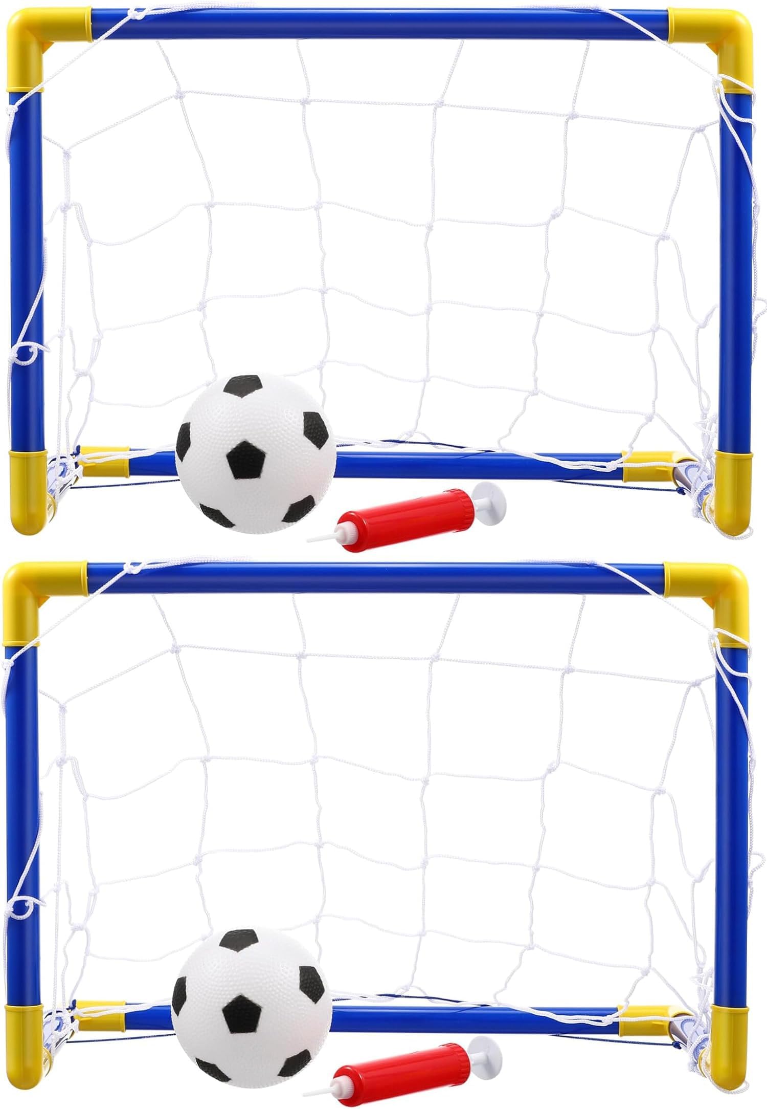 2 x Mini Football Goals Set for Kids - Junior Football Goal with Net, Ball and Pump - Ideal for Garden and Indoor Play - Soccer Training for Toddlers Boys and Girls Age 3+