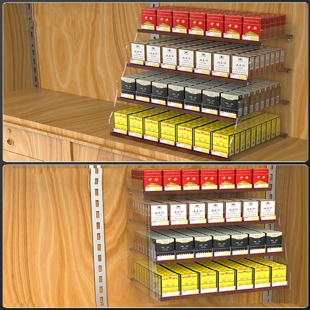WIGING 5 Tier Cigarette Display Holder, Trapezoid Wall Mounted Acrylic Automatic Cigarette Pushers, Cigarette Display Rack for Coffee Shops Supermarkets (Color : Clear, Size : 38.5x29x22.5cm)