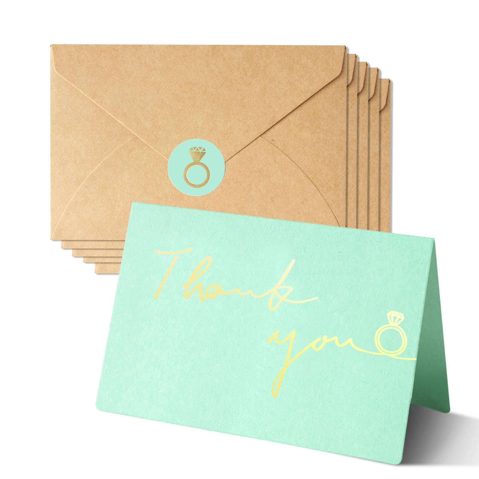 Blopee Wedding Thank You Cards with Envelopes, 20 Pack Blue Bridal Shower Thank You Cards Bulk with Stickers, 4X6 Inch Blank Thank You Wedding Cards with Envelopes