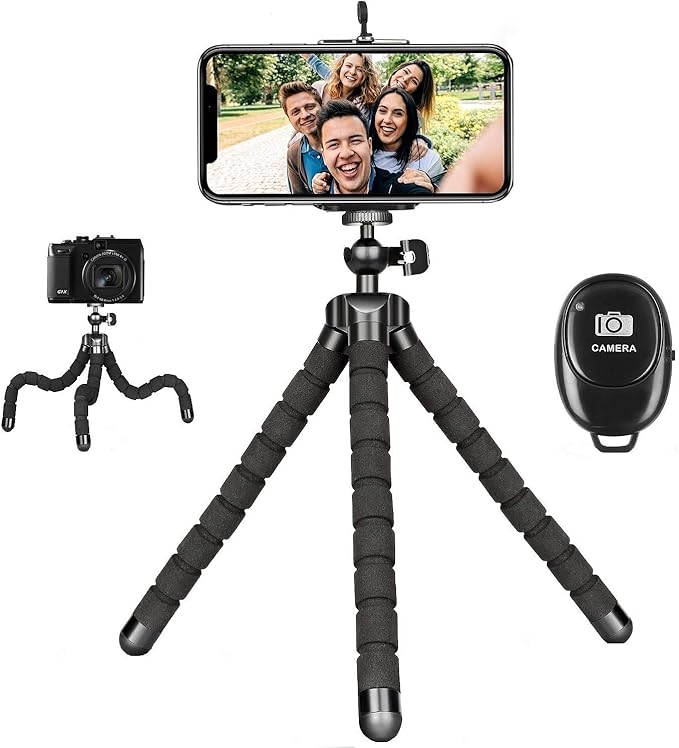 Flexible Phone Tripod with Wireless Remote, Mini Tripod Stand for iPhone 15 14 13 12